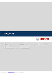 Bosch FWA 4630 Erstinbetriebnahme