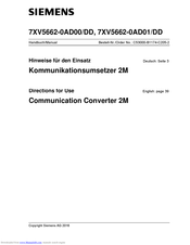 Siemens 7XV5662-0AD01/DD Handbuch