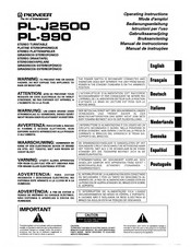 Pioneer PL-J2500 Bedienungsanleitung