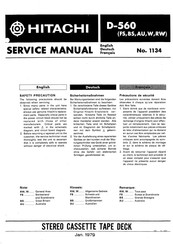 Hitachi D-560BS Servicehandbuch