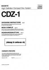Sony CDZ-1 Bedienungsanleitung
