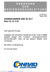 Conrad UBC 92 XLT Nderung Zur Bedienungsanleitung