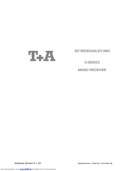 T+A Music Receiver Betriebsanleitung