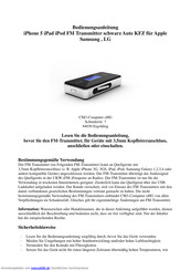 CM3-Computer iPhone 5 iPad iPod FM Transmitter Bedienungsanleitung