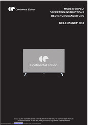 CONTINENTAL EDISON CELED55K0116B3 Bedienungsanleitung