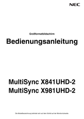 NEC MultiSync X841UHD Bedienungsanleitung