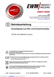 Ewm TETRIX 180 COMFORT activArc Betriebsanleitung