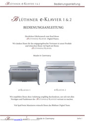 Julius Blüthner Pianofortefabrik Blüthner e-Klavier 1 & 2 Bedienungsanleitung