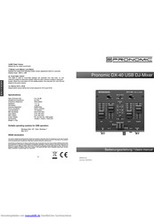 Pronomic DX-40 Bedienungsanleitung