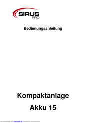 sirus pro Akku 15 Bedienungsanleitung