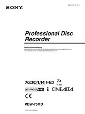 Sony PDW-75MD Gebrauchsanweisung