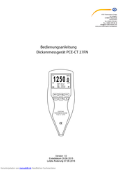 PCE Instruments PCE-CT 27FN Bedienungsanleitung