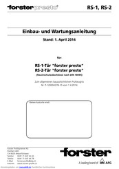 Forsterpresto RS-1 Einbau- Und Wartungsanleitung