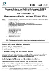 Jaeger 749013 VW Transporter T5 Anleitung