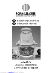 Rommelsbacher UZ 400/G Bedienungsanleitung