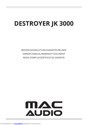 MAC Audio DESTROYER JK 3000 Bedienungsanleitung
