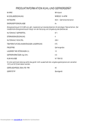 Whirlpool WBE3321 A+NFW Kurzanleitung