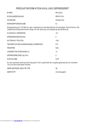 Whirlpool ARG 913-A+ Kurzanleitung