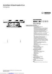 Bosch SPI40E05EU ActiveWater 45 Geschirrspüler 45 cm Integrierbar - Edelstahl Kurzanleitung