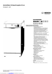 Bosch SMS86P32DE Exclusiv Made in Germany ActiveWater Geschirrspüler 60 cm Standgerät - weiß Kurzanleitung