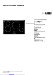 Bosch PIT845F17E Edelstahl umlaufender Rahmen Induktions-Kochstelle Glaskeramik Kurzanleitung