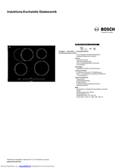 Bosch PIB775N17E Edelstahl Comfort-Profil Induktions-Kochstelle Glaskeramik Kurzanleitung