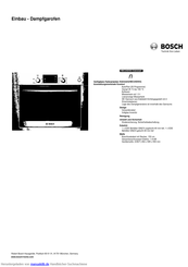 Bosch HBC24D553 Edelstahl Einbau - Dampfgarofen Kurzanleitung