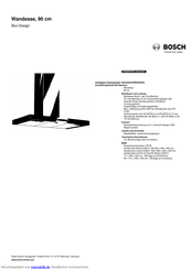 Bosch DWB09W652 Edelstahl Wandesse 90 cm Box-Design Kurzanleitung