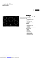Bosch PKC845F17 Edelstahl umlaufender Rahmen Elektro-Kochstelle Kurzanleitung