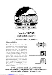 MTHTrains Premier TRAXX Bedienungsanleitung