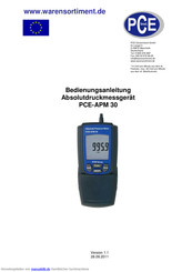 PCE Instruments PCE-APM 30 Bedienungsanleitung