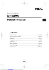 NEC NP03Wi Installationshandbuch
