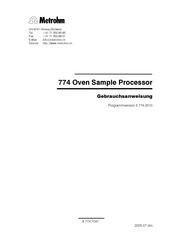 Metrohm 774 Oven Sample Processor Gebrauchsanweisung