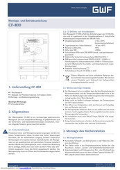 GWF CF-800 Montageanleitung Und Betriebsanleitung