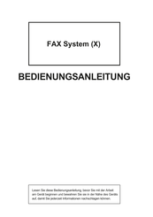 TA Triumph-Adler FAX System (X) Bedienungsanleitung