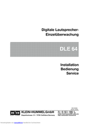 K + H DLE 64 Installation, Bedienung Und Service