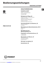 Indesit PWE 81673 W Bedienungsanleitungen