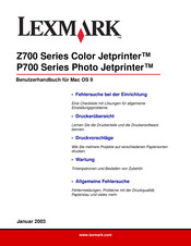 Lexmark Z700 Series Color Jetprinter Benutzerhandbuch