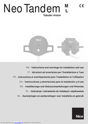 Nice NeoTandem m Installierungs-Und Gebrauchsanleitungen Und Hinweise