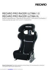 RECARO Pro Racer Ultima XL Bedienungsanleitung