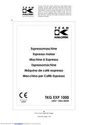 Team kalorik TKG EXP 1000 Gebrauchsanleitung