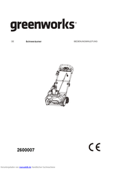 GreenWorks 2600007 Bedienungsanleitung