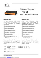 SEH TPG-25 Schnellinstallationsanleitung