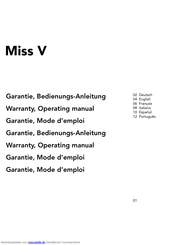 Ventura Miss-V Garantie, Bedienungs-Anleitung