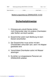 WDT GRANUDOS 10-S3 Bedienungsanleitung