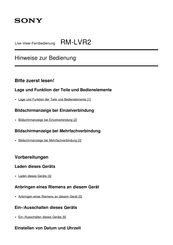 Sony RM-LVR2 Hinweise Zur Bedienung