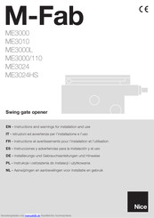 Nice M-Fab ME3000 Installierungs-Und Gebrauchsanleitungen Und Hinweise
