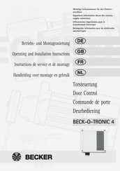 Becker BECK-O-TRONIC 4 Betriebs- Und Montageanleitung