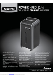Fellowes POWERSHRED 225Mi Bedienungsanleitung