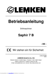 Lemken Saphir 7 B Betriebsanleitung